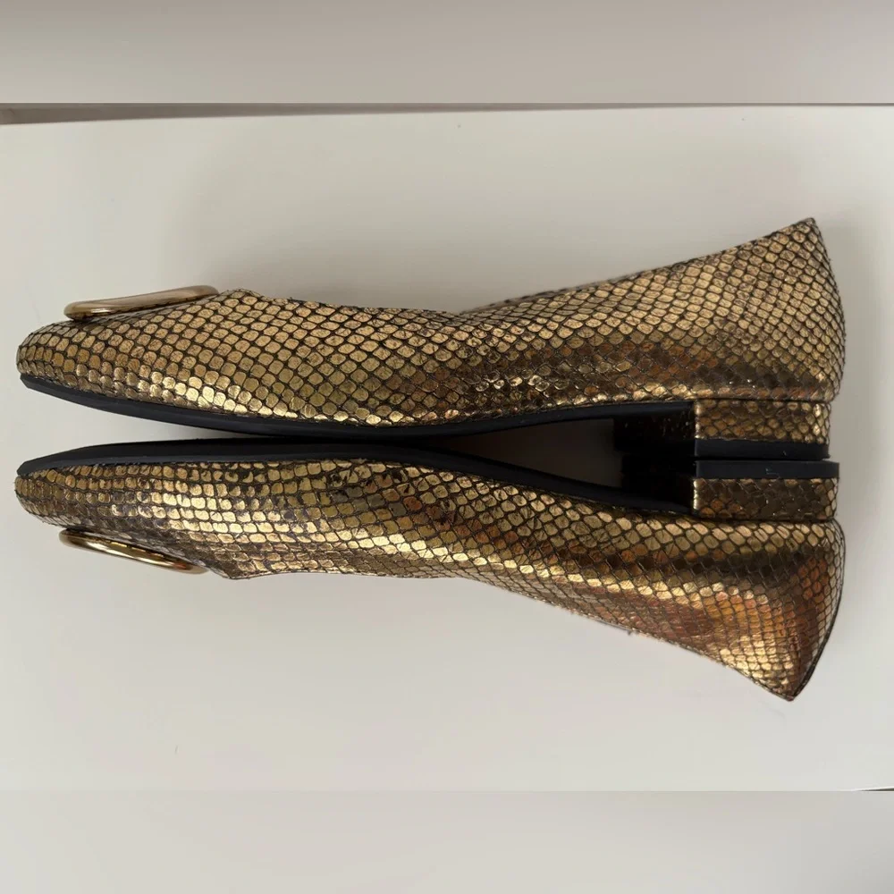 Anne Klein Women's Olivet Ballet Flat, Gold/Black color size 7